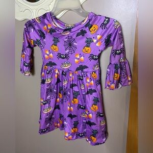 SHEA BABY Happy Halloween Bell Sleeve Dress Size 4T Bats Spiders Black Cat NWT